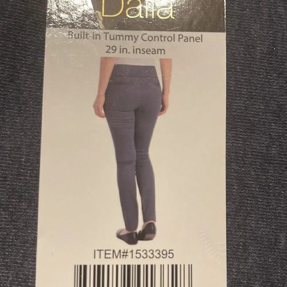 Dalia Ladies' Ponte Pant Small Checkered Plaid Charcoal Gray Blue Black - Picture 5 of 8